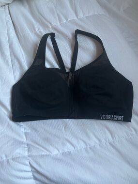 Black Front-Zip High-Impact Sports Bra